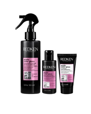 Redken Acidic Color Gloss Leave In Heat Protectant 190ml, Shampoo 75ml And Conditioner 50ml Pack