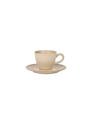 Bonna Espresso kopjes & schotel sand snell porselein set van 6