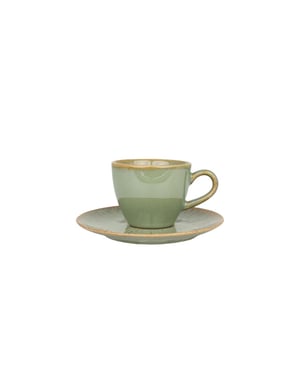 Bonna Espresso kopjes & schotel sage snell porselein set van 6