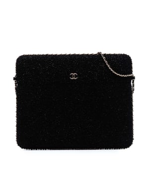 Pre-owned Cc Tweed Chain Around Tablet Holder Crossbody