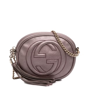 Pre-owned Mini Metallic Pebbled Calfskin Soho Chain Crossbody