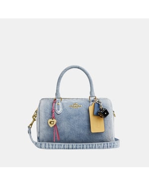 Rowan Satchel Bag In Loved Denim With Charms