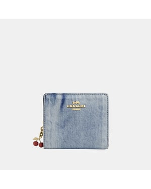 Snap Wallet In Loved Denim With Charm