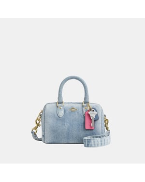 Mini Rowan Crossbody Bag In Loved Denim With Charms