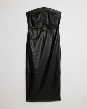 River Island Womens Bandeau Midi Dress Petite Black Faux Leather