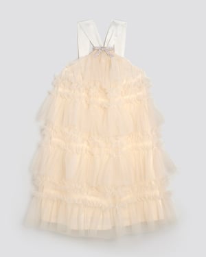 River Island Girls Dress Cream Tulle Layered Halter Neck
