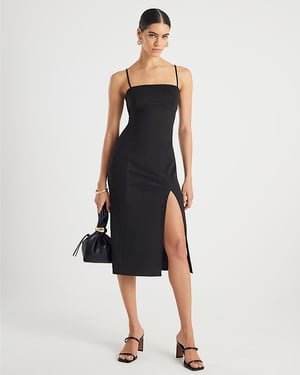 River Island Womens Midi Dress Brown Faux Suede Strappy Sleeveless