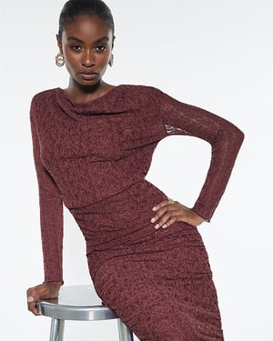 River Island Womens Top Red Cowl Neckline Hotfix Lace