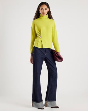 River Island Womens Top Green Long Sleeve Cosy Gold Detail
