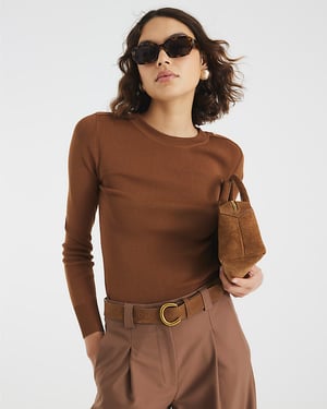 River Island Womens Top Brown Knit Long Sleeve