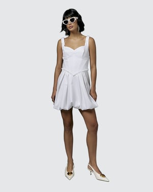 River Island Womens Dress White Premium Satin Bubble Hem