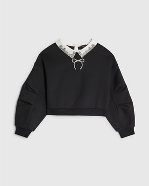 River Island Girls Sweatshirt Black Embellished Collar