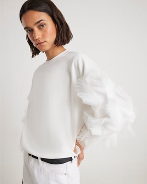 River Island Womens Sweatshirt Cream Ruffle Sleeve