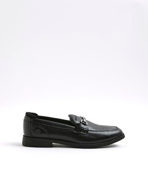 River Island Boys Loafers Shoes Black Snaffle Detail