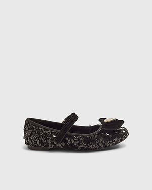 River Island Girls Ballet Pumps Black Sequin Shoes