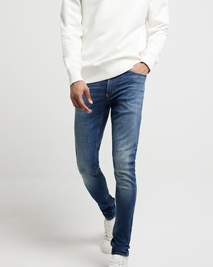 River Island Mens Skinny Jeans Blue Super Spray On