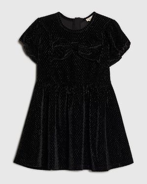 River Island Mini Girls Dress Black Velvet Bow