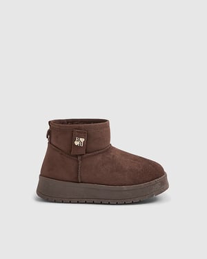 River Island Girls Boots Brown Faux Fur Lined