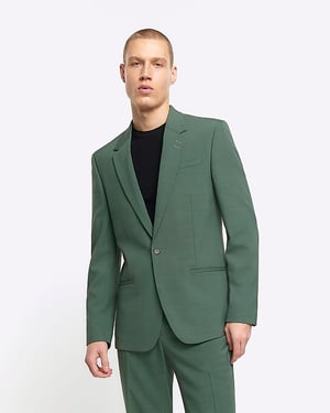 River Island Mens Suit Jacket Green Slim Fit