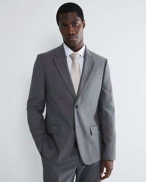 River Island Mens Suit Jacket Grey Stretch Slim Fit