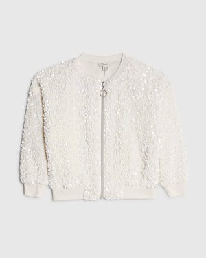 River Island Mini Girls Bomber Jacket White Sequin