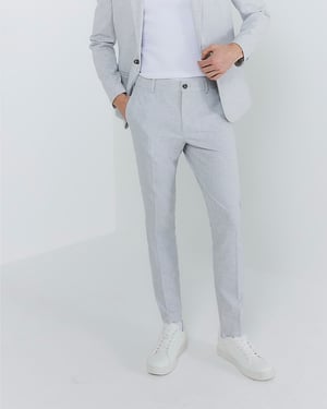 River Island Mens Suit Trousers Grey Skinny Fit Textured