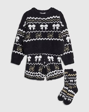 River Island Girls Loungewear & Sock Set Black Cosy 2 Piece