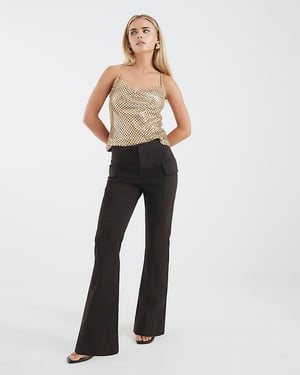 River Island Womens Trousers Petite Brown Twill Cargo Bootcut