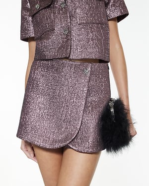 River Island Womens Wrap Skort Pink Metallic Fabric