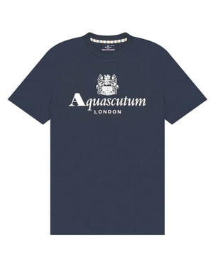 Aquascutum Active Beach Basic Marinblå T-shirt Med Stor Logotyp