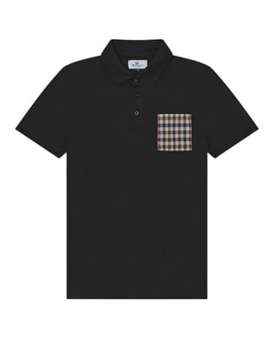 Aquascutum Active Beach Sailor Check Black Polo Shirt