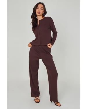 Urban Bliss Chocolate Long Sleeved Button Front Top