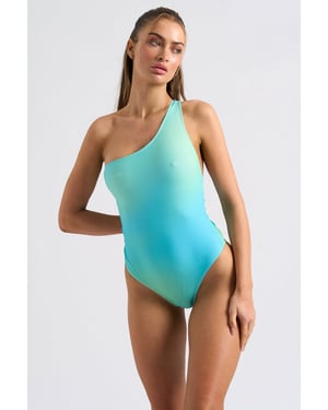 Ombre Asymmetric Shoulder Swimsuit