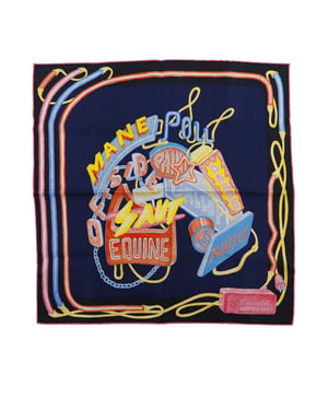 Pre-owned Gavroche Chevaloscope Neon Pointille Silk Scarf 45