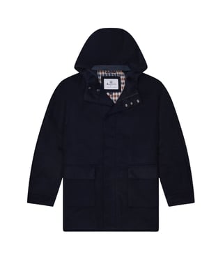 Aquascutum Active Wollen Jas Met Capuchon In Marineblauw