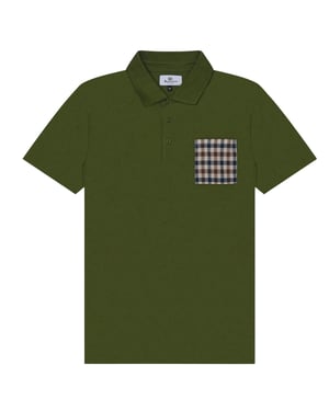 Aquascutum Active Beach Sailor Check Polo Army Green Polo Shirt