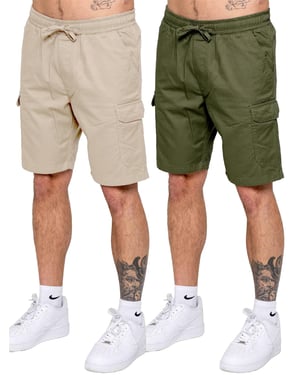 Kruze | 2-Pack Heren Cargo Shorts - BLK/LTGREY