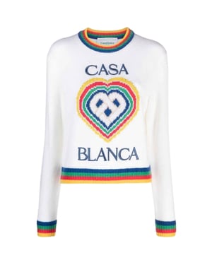 Casablanca Heart Casa Brand Tröja Vit Stickad
