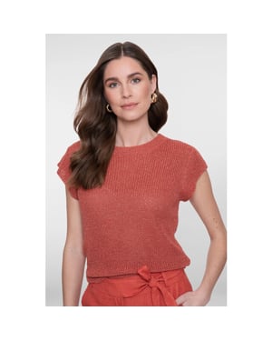 Geisha 64082-70 743 pullover lurex sleeveless stone red/gold