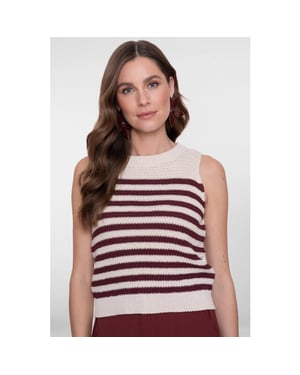 Geisha 64093-70 010 spencer striped off-white/cherry red