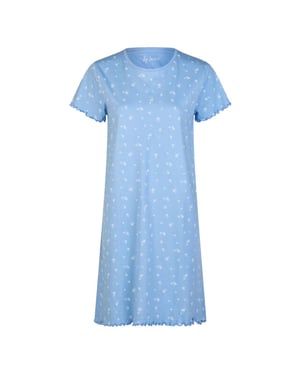 By Louise Dames lang nachthemd korte mouwen blauw