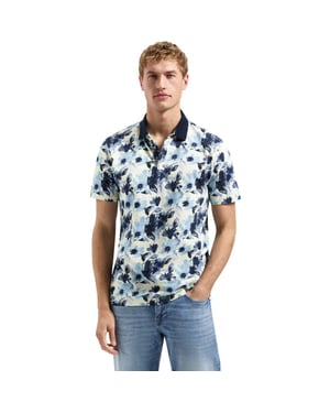 No Excess Polo short sleeve printed blue