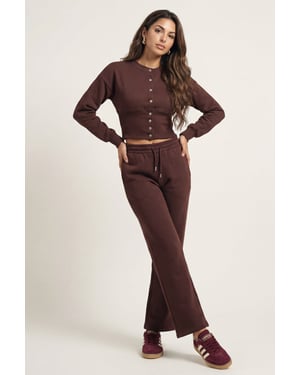 Corset Top And Wide Leg Set Chocolate