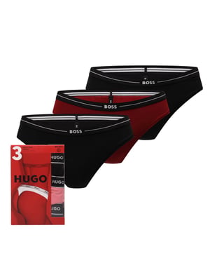 Women's Boss 3 Pack of Logo Waistband Briefs in Multi colour