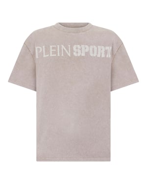 Washed Round Neck T-Shirt Crackle Scratch