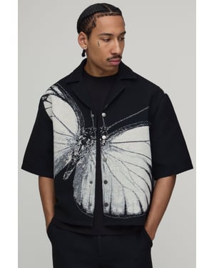 Oversized Butterfly Tapestry Revere Short Sleeve Shirt