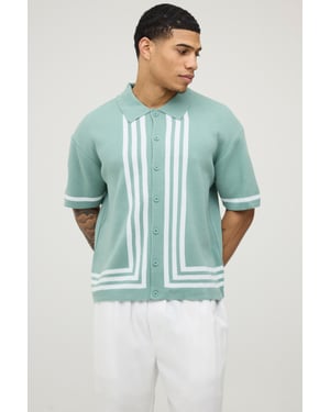 Relaxed Border Stripe Knitted Shirt