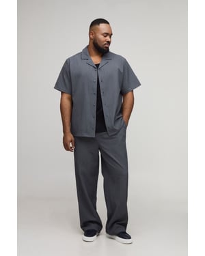 Plus Textured Regular Revere Shirt & Relaxed Trouser Set