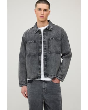 Boxy Oversized Washed Denim Overshirt Shirt