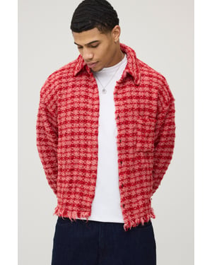 Oversized Check Boucle Over Shirt